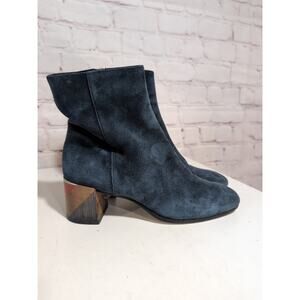 M. GEMI The Corsa Blue Suede Block Heel Ankle Boots Size 35/5 US Colorful Heel